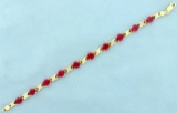 Lab Ruby And Diamondgold Bracelet