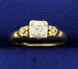 Vintage 1/3ct Solitaire Diamond Ring In 14k Yellow Gold