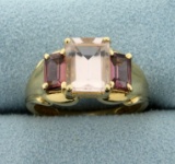 3.5ct Tw Natural Morganite Ring In 14k Yellow Gold