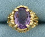 5ct Solitaire Natural Amethyst Ring In 14k Yellow Gold