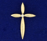 Diamond Cross Pendant In 14k Yellow Gold