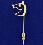 Diamond Horse Head Pin In 14k Yellow Gold