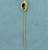 Vintage Sapphire Pin In 10k Yellow Gold