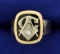 Masonic Diamond Ring In 10k Yellow And White Gold