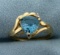 Blue Topaz And Diamond Ring In 10k Yellow Gold