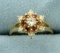 Natural Ruby And Diamond Flower Ring In 14k Yellow Gold
