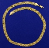 18 1/4 Inch Italian Made Mesh Link Neck Chain In 14k Yellow Gold