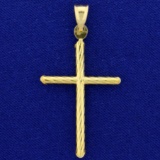Diamond Cut Gold Cross Pendant In 14k Yellow Gold