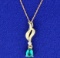 Lab Emerald And Diamond Pendant With Chain