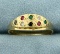 Sapphire, Emerald, Ruby, Diamond, And Onyx Ring In 14k Yellow Gold