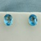 5ct Tw Swiss Blue Topaz Stud Earrings In 14k Yellow Gold