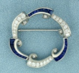Over 1.5ct Tw Natural Sapphire And Diamond Circle Pin