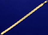 7 Inch Italian Made Woven Design Bracelet In 10k Yellow Gold