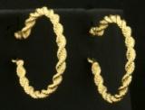 Rope Style Hoop Earrings In 14k Yellow Gold