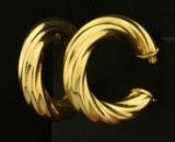 Italian Made Large Thick Twisting Hoop Earrings In 14k Yellow Gold
