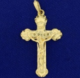 Highly Detailed Crucifix Pendant In 14k Yellow Gold