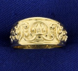 Fleur De Lis Design Gold Ring In 14k Yellow Gold