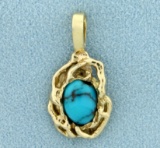 2.5ct Turquoise Pendant In 14k Yellow Gold