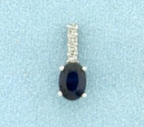 Sapphire And Diamond Pendant In Platinum