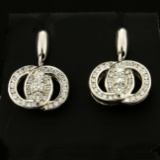 1ct Tw Diamond Almond Marriage Symbol Dangle Earrings In 14k White Gold