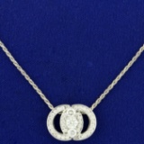 1ct Tw Diamond Almond Marriage Symbol Pendant On Chain In 14k White Gold