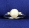 Akoya Pearl And Diamond Ring In 14k White Gold