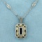 Sapphire And Diamond Pendant With Chain In Sterling Silver With 14k Gold Accents