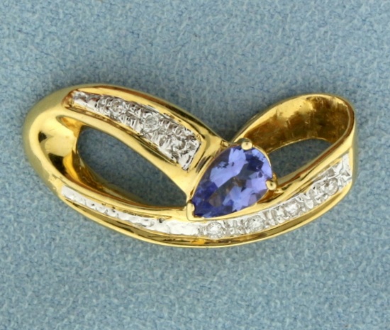 Tanzanite And Diamond Slide In 14k Yellow Gold