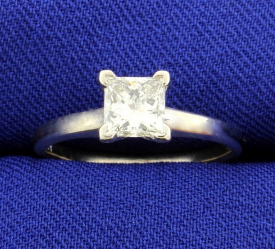 .84 Carat Princess Cut Diamond Solitaire Engagement Ring In 14k White Gold