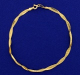 Italian Made Woven Designed Gold Bracelet