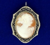 Cameo Pin Or Pendant In White Gold