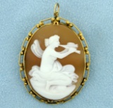 Vintage Cameo Pin Or Pendant In 14k Yellow Gold