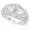 Filigree 2 Stone Aquamarine Ring With Diamond In Sterling Silver