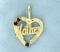 Mother Heart Pendant With Ruby, Sapphire, And Garnet In 14k Yellow Gold