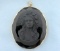 Antique Jet Mourning Cameo Pendant In 14k Yellow Gold