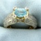 Unique Blue Topaz & Diamond Ring