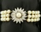 Antique Diamond And Akoya Pearl Three Strand Bracelet