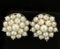 Akoya Natural Pearl Cluster Earrings In 14k Gold
