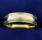 Men's Yellow And White 14k Gold Beaded Edge Wedding Band Ring