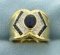 Natural Sapphire And Diamond Ring In 18k Gold