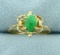 Unique Natural Jade Ring In 14k Yellow Gold