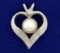 Akoya Pearl And Diamond Heart Pendant In 14k White Gold