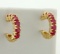 1.2 Ct Tw Natural Ruby Hoop Earrings In 14k Yellow Gold