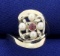Pearl And Ruby Ring In 14k White Gold