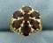 3 1/2ct Tw Garnet Flower Ring In 14k Yellow Gold
