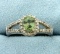 1ct Peridot And Diamond Ring In White Gold