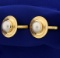 Large 1 Inch Diameter Heavy 18k Gold And Mabe Pearl Cufflinks