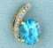 5ct Swiss Blue Topaz And Diamond Gold Pendant