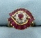 Vintage Natural Ruby And Diamond Ring In 14k Yellow Gold