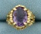 5ct Solitaire Natural Amethyst Ring In 14k Yellow Gold